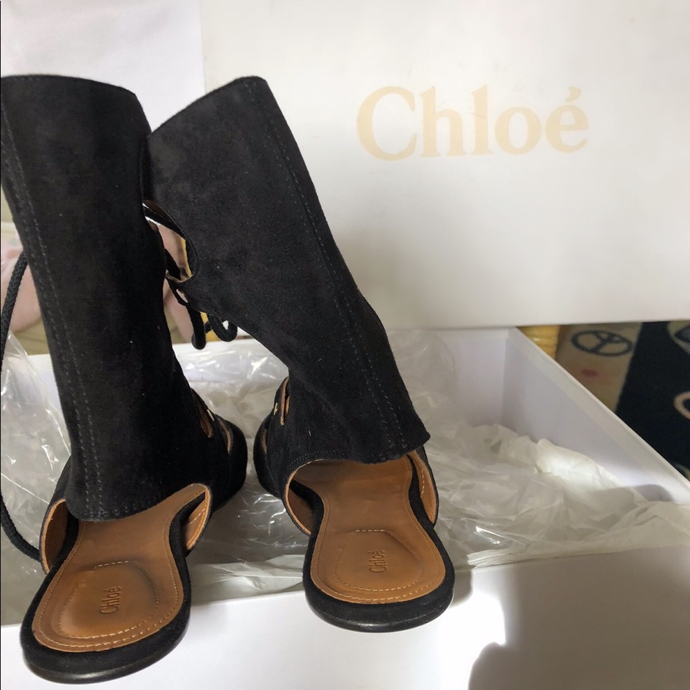 CHLOÉ black suede gladiator sandals - Picture 2 of 5